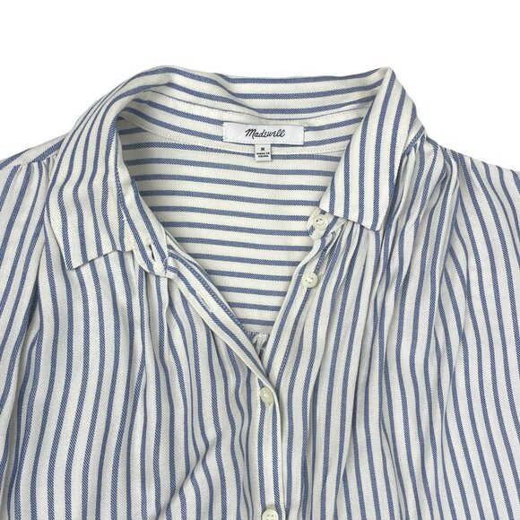 Madewell Central Shirt Blue White Stripe Short Sleeve Button Down M - Picture 5 of 12